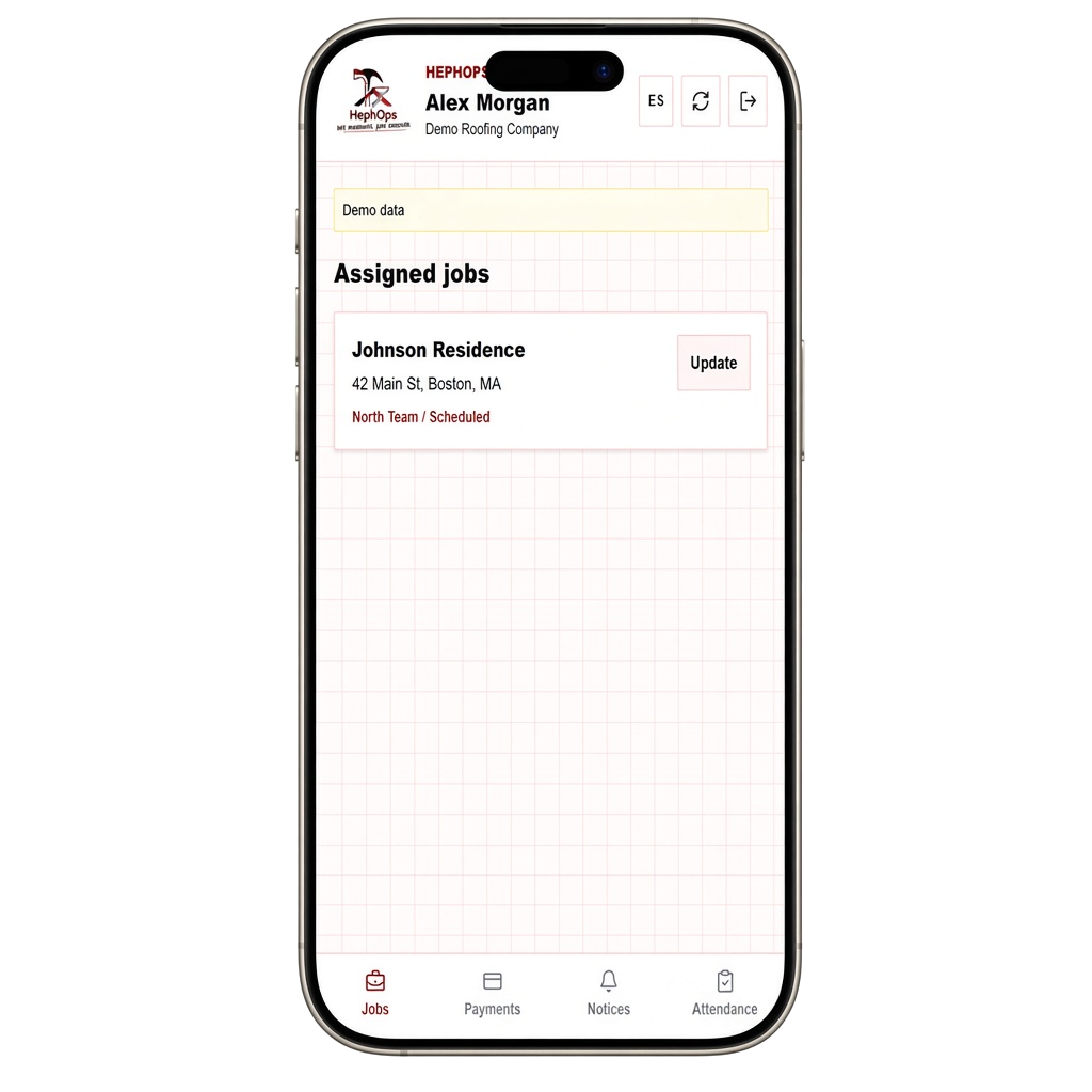 HEPHOPS Field displayed on an iPhone